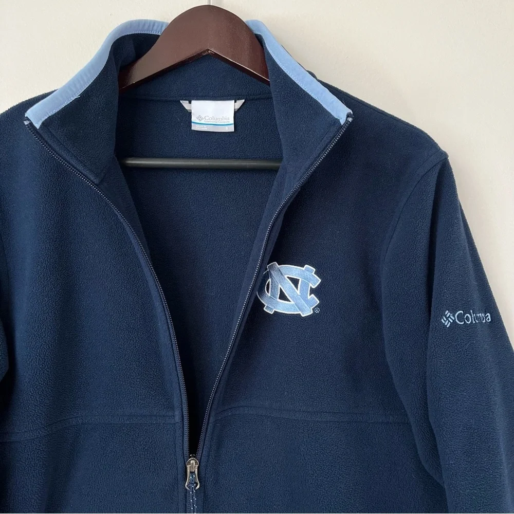 Columbia Men's Small Navy Blue UNC Tar Heels Fleece Full-Zip Jacket Polartec